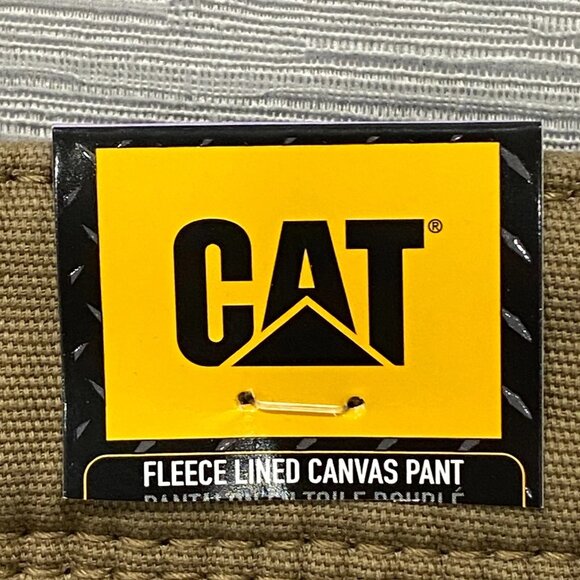 CAT Caterpillar Work Pants Mens 30 x 34 Brown Canvas Fleece Lined Insulated - Picture 4 of 15